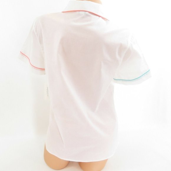 Charter Club Women's Top White Size S Notch Collar Woven Cotton Lightweight PJ - Picture 5 of 6